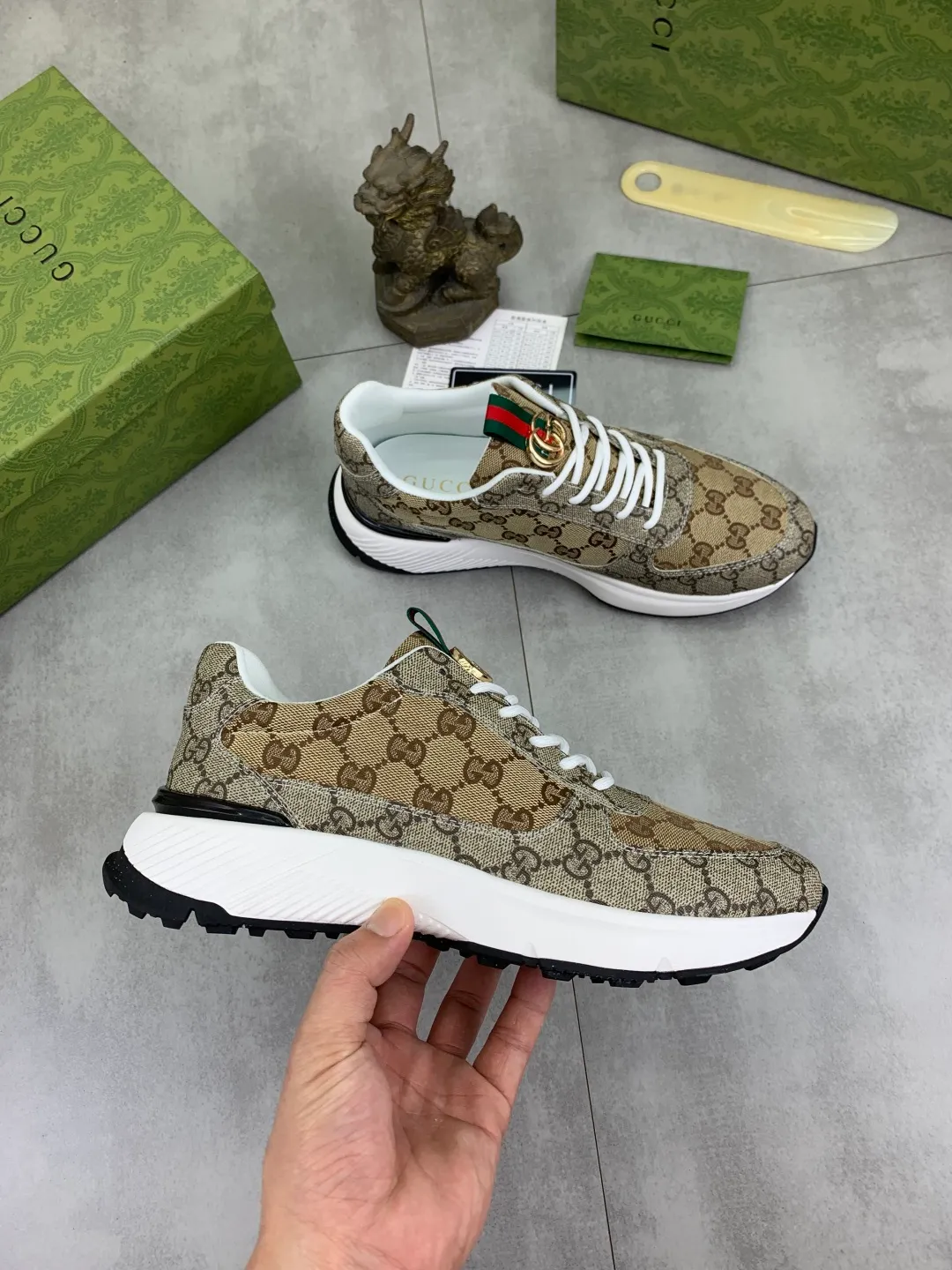 Men's men's shoes 💰P460💰[New model] (GUCCI) official website's latest 🎁🎁casual and fashionable men's shoes👟, hot style 💥 style is simple and elegant, exclusive for trendy men. Unique official website's latest brand double G element Elements 👑 Original Gucci decoration, fashionable and generous, fabric original calfskin ✅ fully imported first-layer pigskin lining, official website designated wear-resistant, lightweight original rubber casual outsole, classic model taken in real life 🎬38-44 (45 customized) 2️⃣ colors available